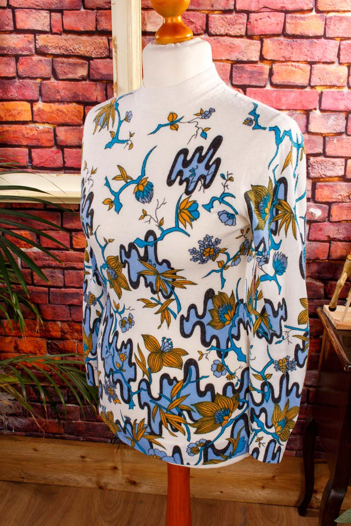 70s Langarm Shirt Strick bunt Muster