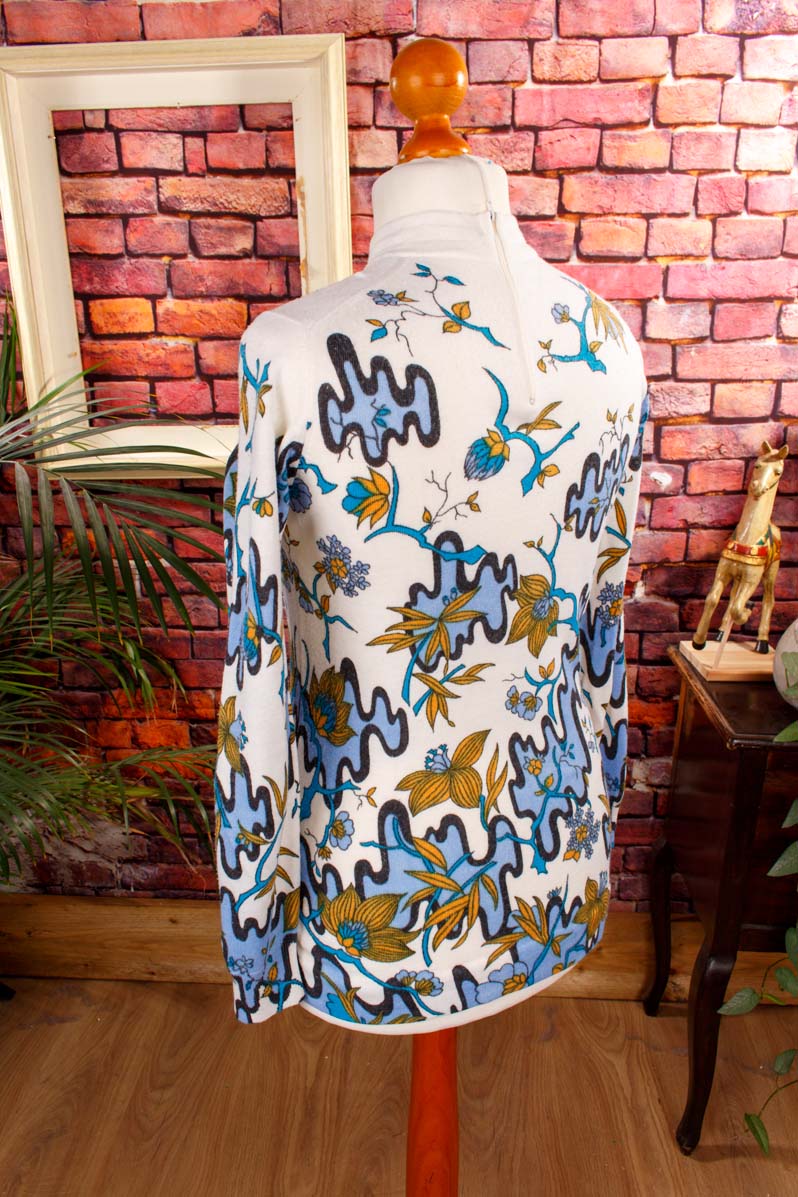 70s Langarm Shirt Strick bunt Muster