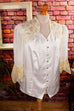 Vintage Bluse weiß-gold Spitze