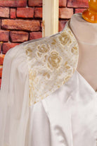 Vintage Bluse weiß-gold Spitze