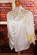 Vintage Bluse weiß-gold Spitze