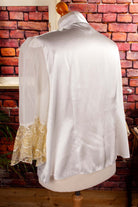 Vintage Bluse weiß-gold Spitze
