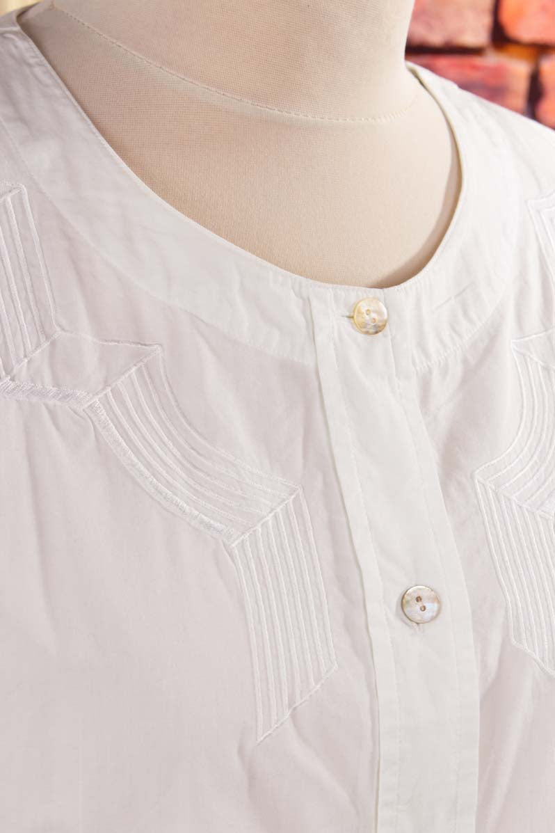 Baumwollbluse weiß bestickt