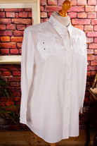 Vintage Bluse weiß bestickt Strass
