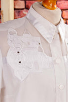 Vintage Bluse weiß bestickt Strass