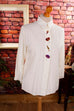 weiße Bluse Regenschirm Motiv 80er 90er Boho Frau M 40-42 S 36-38 Sekretärin Special weiß vintageberlin.de