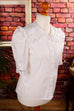 weiße Cottage Bluse Spitzenkragen 80er Boho Dirndl Frau Gothic Rockabilly S 36-38 Schlager Special weiß vintageberlin.de