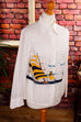 Vintage Bluse weiß Segelmuster