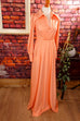 70s Maxikleid apricot Megakragen 70er Abendmode Boho Disco Frau orange real-disco rosa S 36-38 Schlager Special XS 32-34 vintageberlin.de