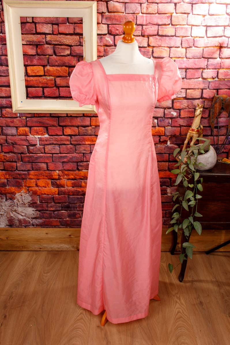 70s Kleid rosa Organza transparent