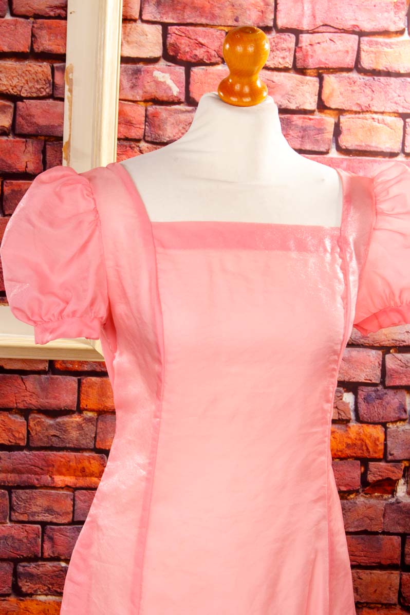 70s Kleid rosa Organza transparent