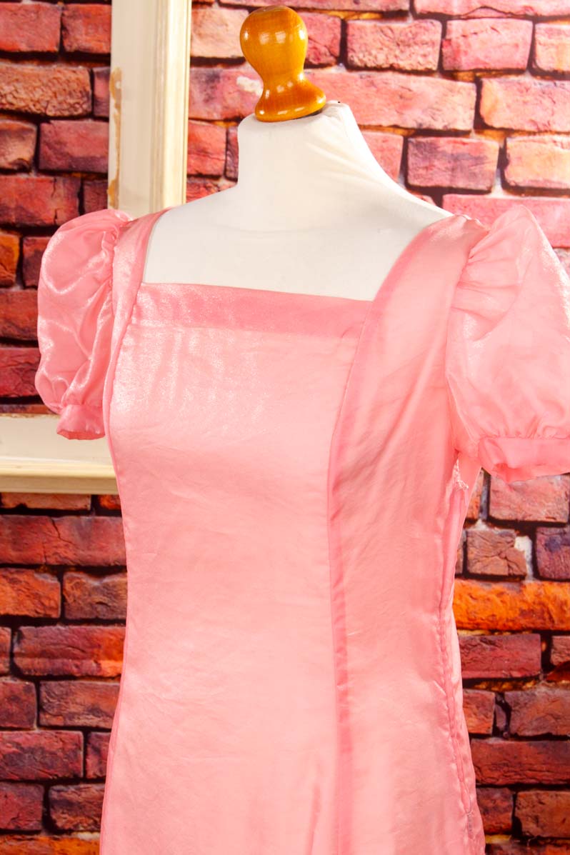 70s Kleid rosa Organza transparent