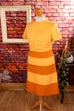 60s Disco Kleid orange Streifen