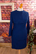 60s Wollkleid blau + Spitze