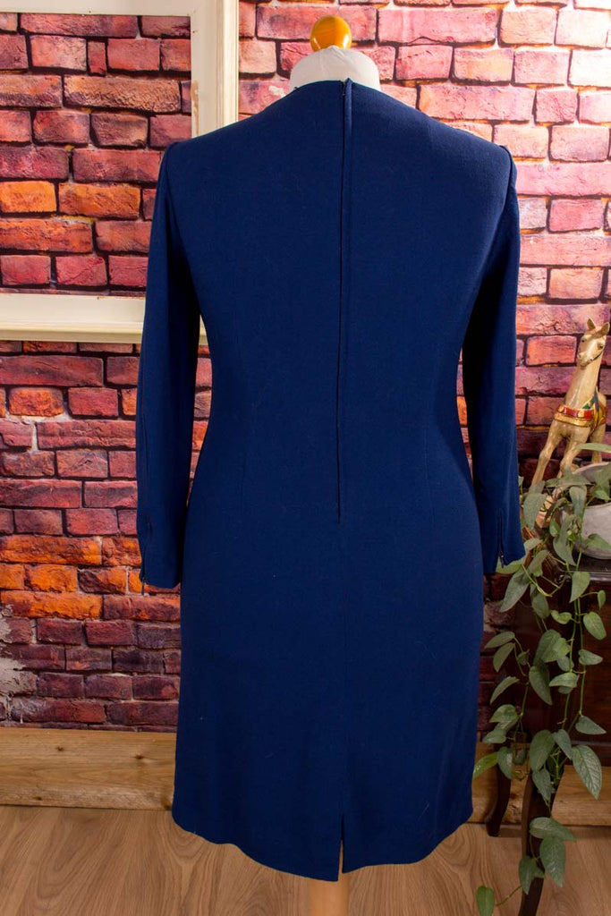 60s Wollkleid blau + Spitze
