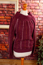 Vintage Strick Pulli lila weiter Kragen
