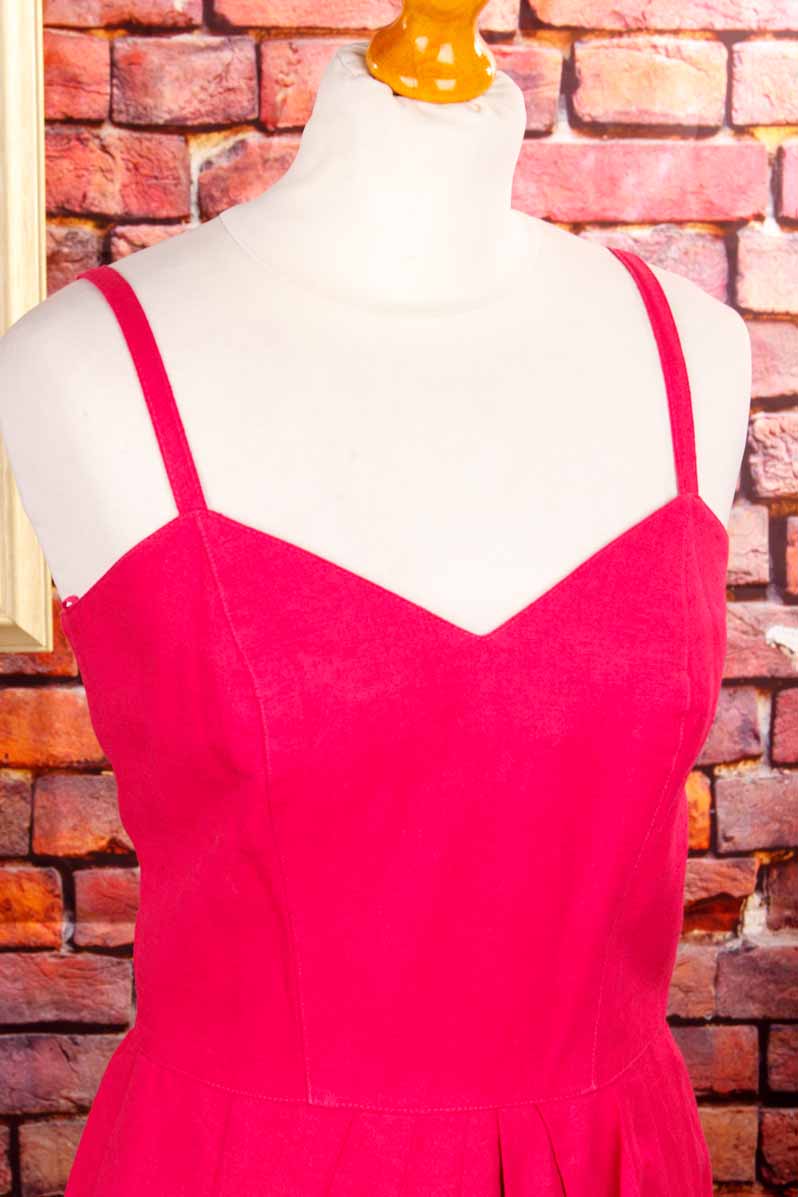 Vintage Sommerkleid pink Leinenmix