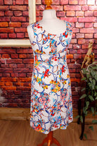 70er Schlagerkleid weiß bunt