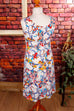 70er Schlagerkleid weiß bunt