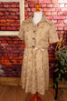 70er Hemdkleid beige Megakragen