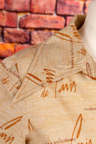 70er Hemdkleid beige Megakragen