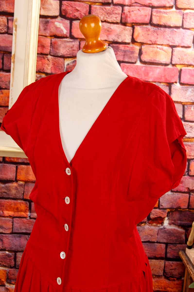 Leinen Mantelkleid rot