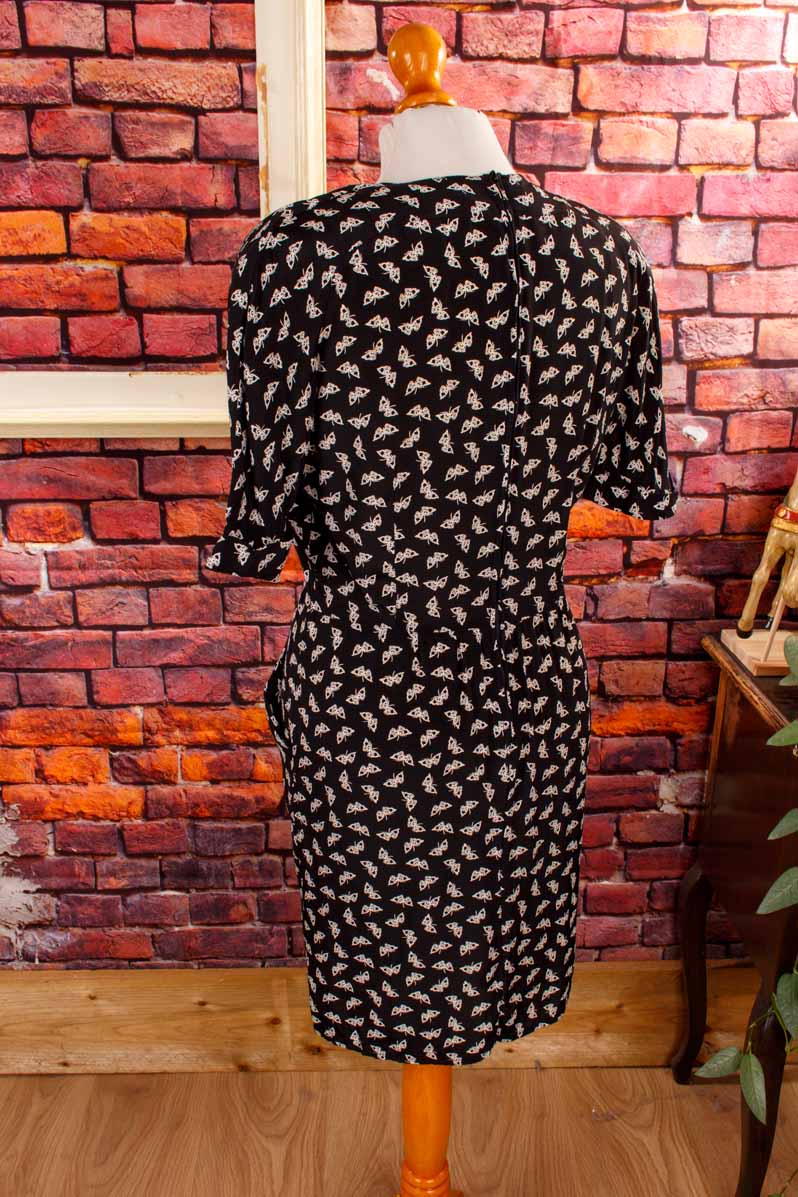 80er Jahre Sommerkleid schwarz weiß