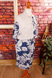 90s Sommerkleid blau Muster