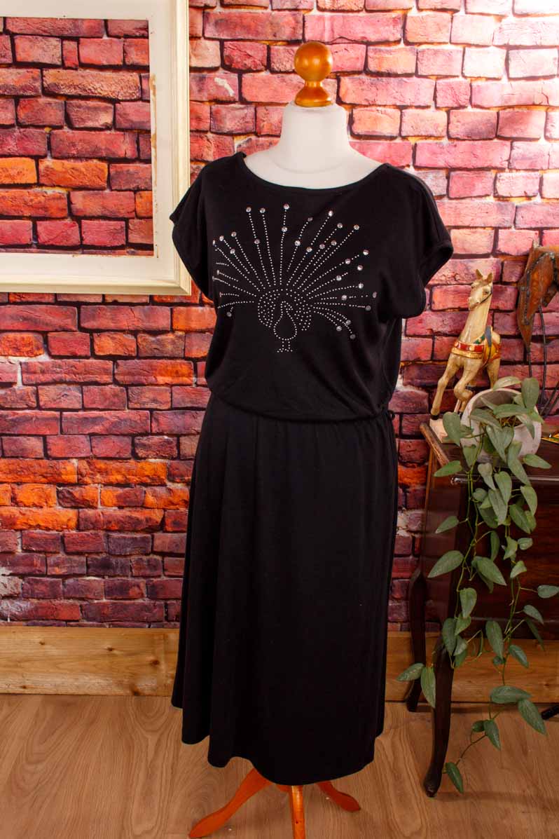 Boho Stretchkleid schwarz Nieten