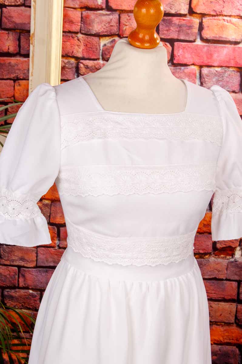 Boho Brautkleid weiß + Spitze