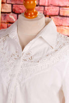 Boho Bluse weiß Baumwolle Spitze