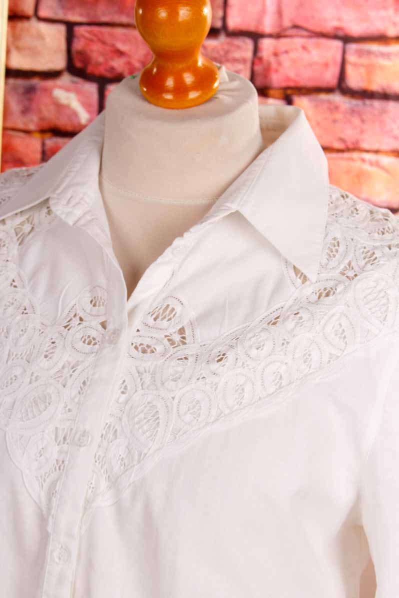 Boho Bluse weiß Baumwolle Spitze
