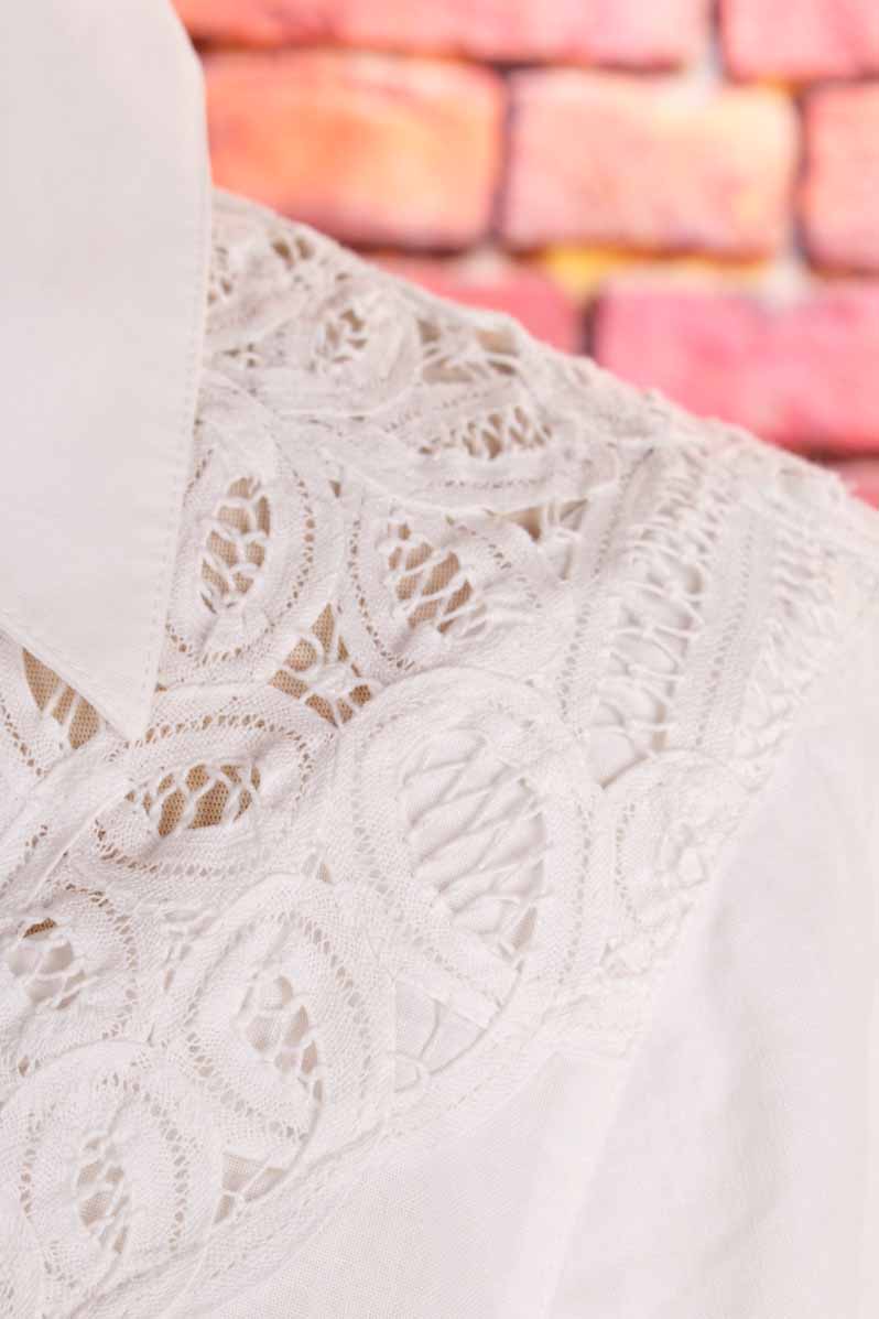 Boho Bluse weiß Baumwolle Spitze