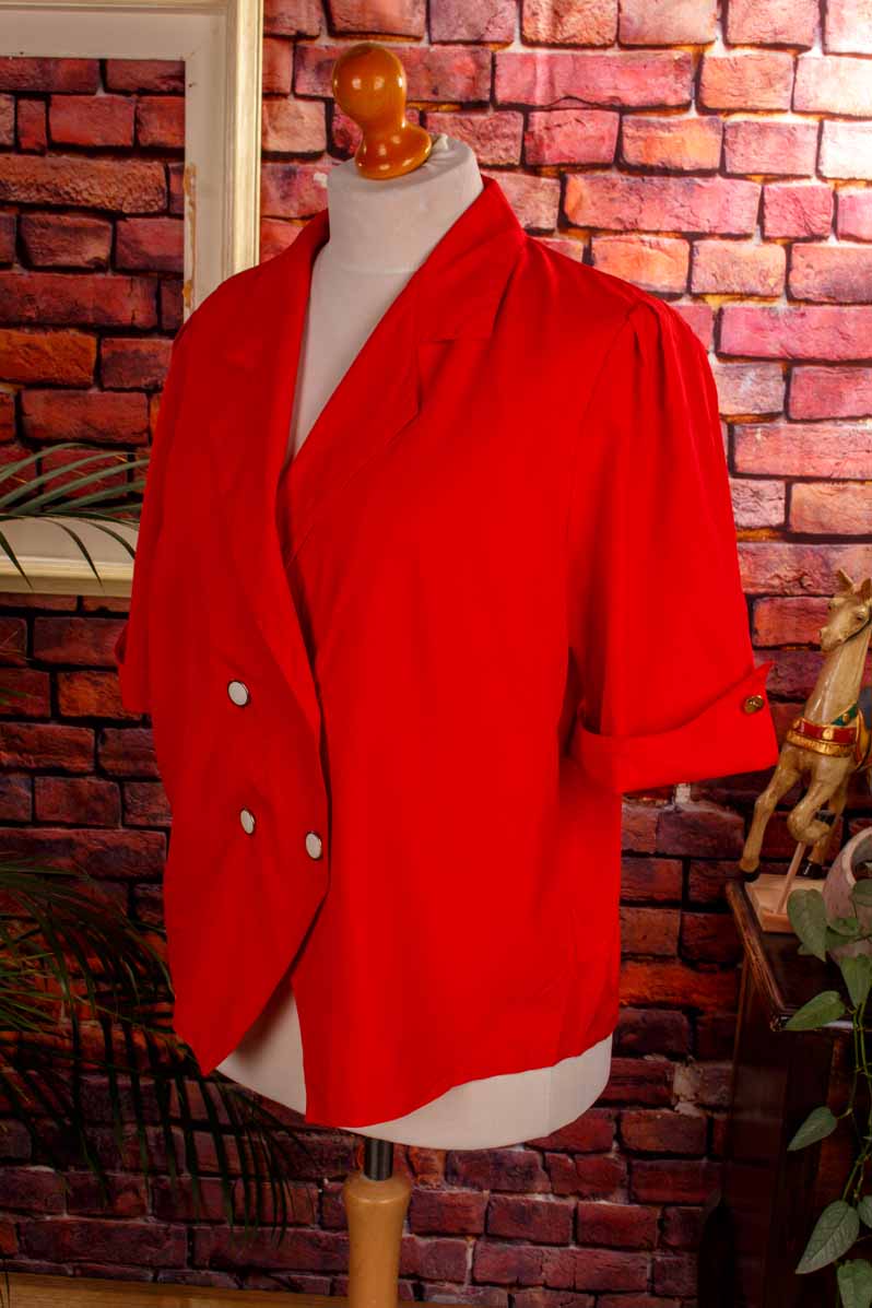 80s Blazer Bluse rot