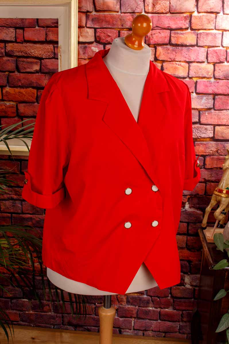 80s Blazer Bluse rot