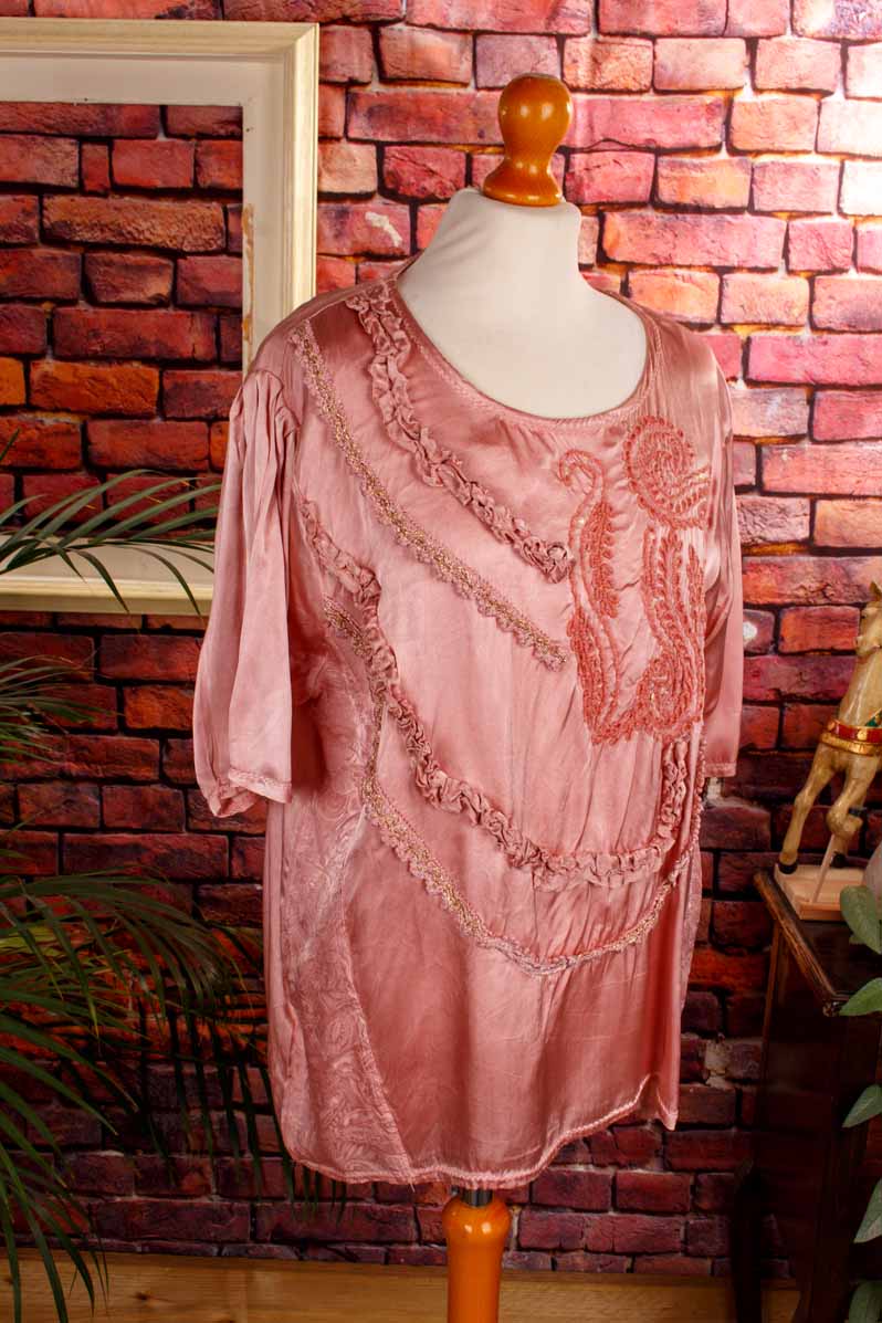 Boho Patchwork Top rosa Satin