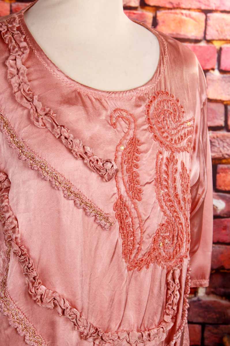 Boho Patchwork Top rosa Satin