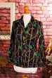 70s Bluse bunt Gürtelmuster