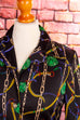 70s Bluse bunt Gürtelmuster