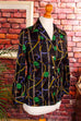 70s Bluse bunt Gürtelmuster