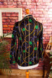 70s Bluse bunt Gürtelmuster