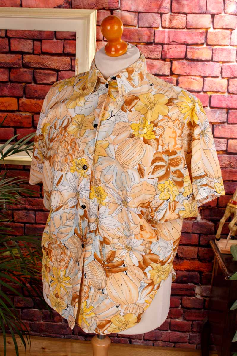 80s Fledermaus Sommerbluse gelb