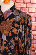 80s Bluse schwarz gold