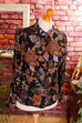 80s Bluse schwarz gold