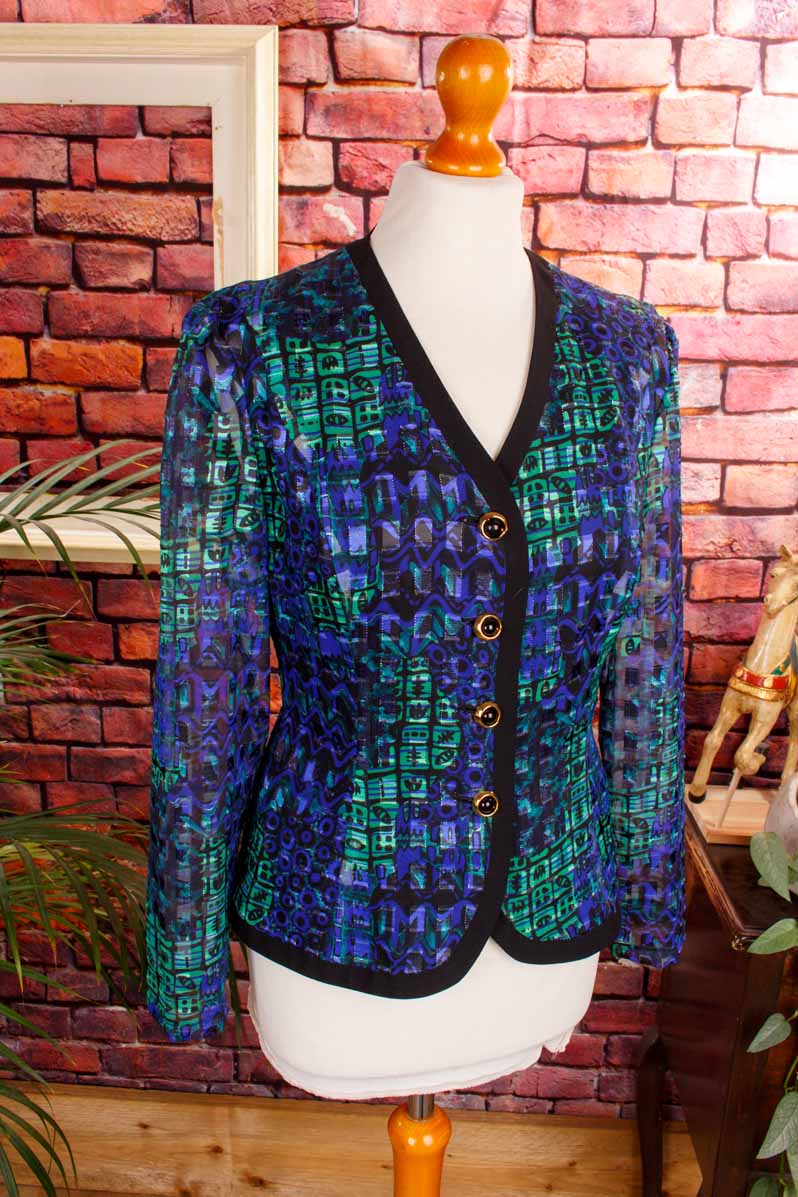 90s Blazer blau Chiffon
