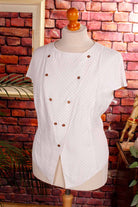 80s Pünktchenbluse weiß rot