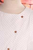 80s Pünktchenbluse weiß rot