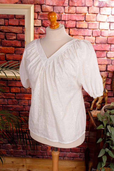 Boho Top weiß Lochspitze