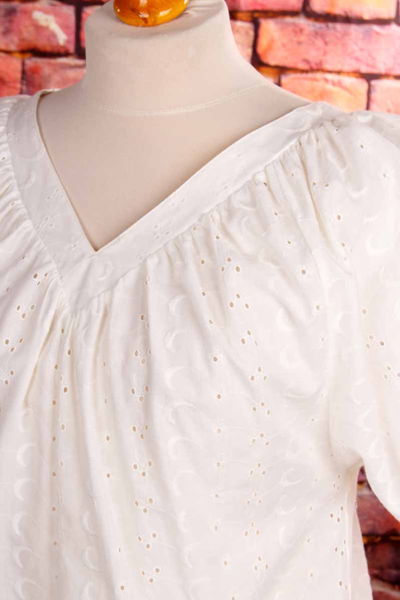 Boho Top weiß Lochspitze
