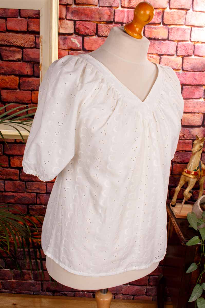 Boho Top weiß Lochspitze